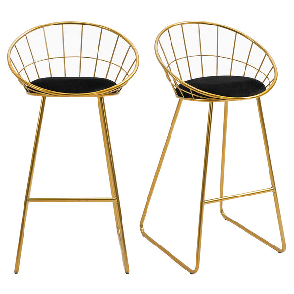 acquista Lot de 2 Tabourets Hauts de Bar 52,5x47x97 cm en Métal Doré