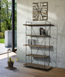 Libreria Raw 119,5x41x185,5 cm in Ferro e MDF Marrone e Nero
