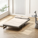 Divano Letto con Schienale Reclinabile e 2 Cuscini in Tessuto Effetto Velluto Bianco Crema  