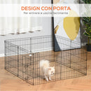 Recinto per Cani Gatti Cuccioli Roditori Recinzione Rete Gabbia 8 Pezzi 61x61 cm Nero 