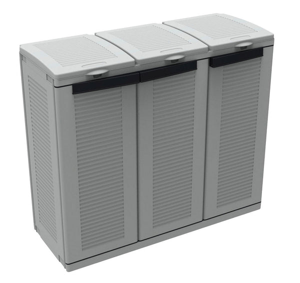 sconto Armoire de tri sélectif 102x39x88,7 cm 3 portes en polypropylène Ecocab gris