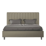 Letto Matrimoniale con Alzata Comoda Imbottito in Similpelle Agueda Cappuccino Varie Misure