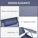 Set 2 Sedie da Pesca Pieghevoli e Reclinabili 6 Livelli 62x65x80 cm in Alluminio e Tessuto Blu Scuro