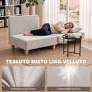 Poltrona Letto Singolo 2 in 1 Pieghevole Salvaspazio 94x63x89 cm con Cuscini in Tessuto Misto Crema      