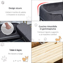 Divano per Cani e Gatti Imbottito 63,5x43x24,5 cm in Velluto con Base in Metallo Grigio Scuro
