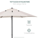 Ombrellone da Giardino Rotondo Ø196x204 cm in Alluminio e Poliestere Crema    