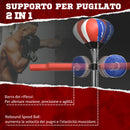 Sacco Boxe da Terra 80.5x48x163-205 cm con Barra Girevole Speedball e Colpitore in Acciaio HDPE e PU Multicolore      