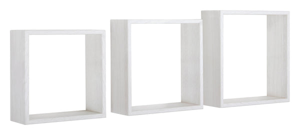 Set 3 Mensole da Parete Cubo in Fibra di Legno Incubo Slim Rovere Sbiancato sconto