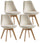 Lot de 4 Chaises 48,5x47x81,5 cm en Velours Ecru