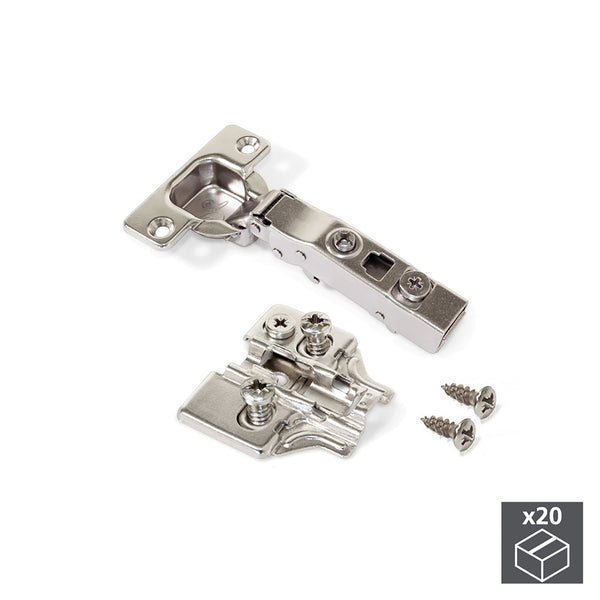 Charnière Coupelle 35 mm Col Droit Fermeture Amortie 100° Euro Bases 20 Pièces Emuca acquista