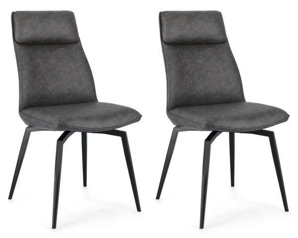 Lot de 2 chaises 48x64x92h cm Lawrence Pu Anthracite sconto