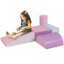 Set 5 Blocchi Costruzioni Morbide per Bambini 1-3 Anni in Finta Pelle e Schiuma Multicolore Rosa    