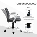 Sedia da Ufficio Ergonomica Girevole 61x61x89-99 cm in Poliestere Effetto Lino Grigio Scuro 