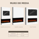 Camino Elettrico da Parete e da Incasso 1800W con Fiamme Colorate LED Nero 