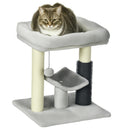 Albero Tiragraffi con Lettino in Peluche 40x40x48 cm con Spazzola e Palo in Sisal Grigio   