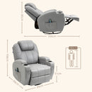 Poltrona Relax Massaggiante e Reclinabile 89x99x106 cm con Telecomando in Pelle PU Grigio