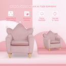 Poltrona per Bambini 50,2x41,9x57,8 cm con Schienale a Corona in Tessuto Effetto Velluto Rosa  