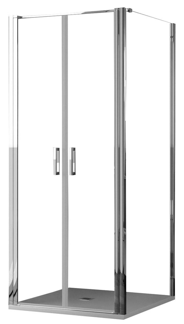 Cabine de Douche d'Angle 2 Portes Saloon en Cristal Transparent 6mm H195 Bonussi Marty Différentes Tailles acquista