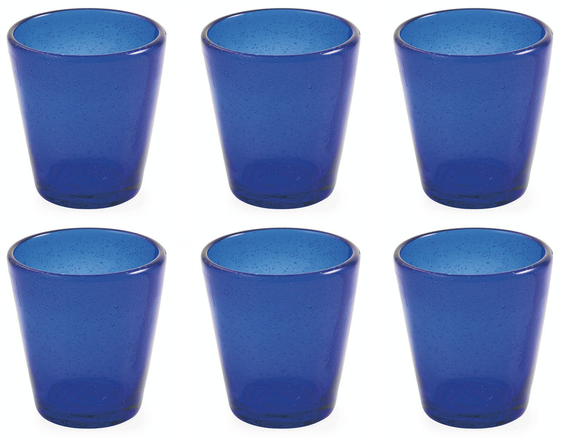 Set 6 Bicchieri Ø9x10 cm in Vetro Soffiato Villa d'Este Home Tivoli Cancun Blu
