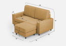 Divano 2 Posti con Pouf 148x155x85 cm Sakar in Tessuto Ocra