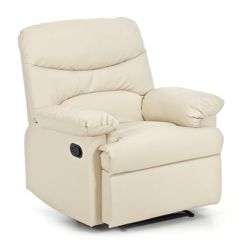 Poltrona Relax Reclinabile Manuale Rivestimento in Cuoio Color Crema Diana