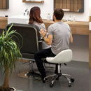 Sgabello con Ruote Ø50x63-83 cm con Seduta Girevole e Altezza Regolabile in Finta Pelle PU Bianco      