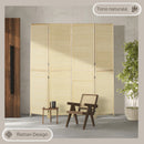 Paravento Separè 4 Pannelli da Interno 180x1,6x180 cm in Bambù di Rattan