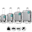 Set 4 Valigie Rigide Trolley Easy Roll Bagaglio a Mano e Stiva da Viaggio in ABS Argento      