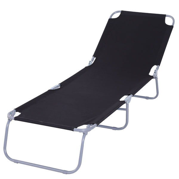 Bain de soleil de jardin pliant 180x55x24 cm en métal et tissu Oxford noir sconto
