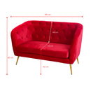 Divano 2 Posti 135x82 cm in Velluto Rubino