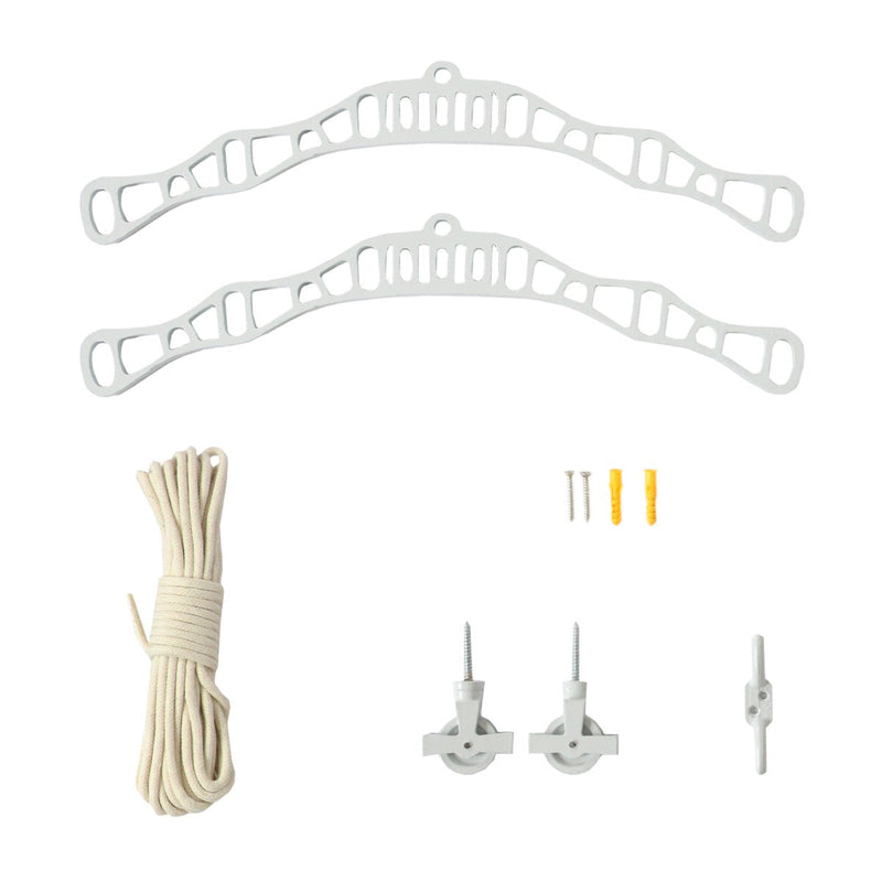 Stendibiancheria da Soffitto 240x56x14 cm 6 Stecche in Legno di Pino Corda in Cotone  