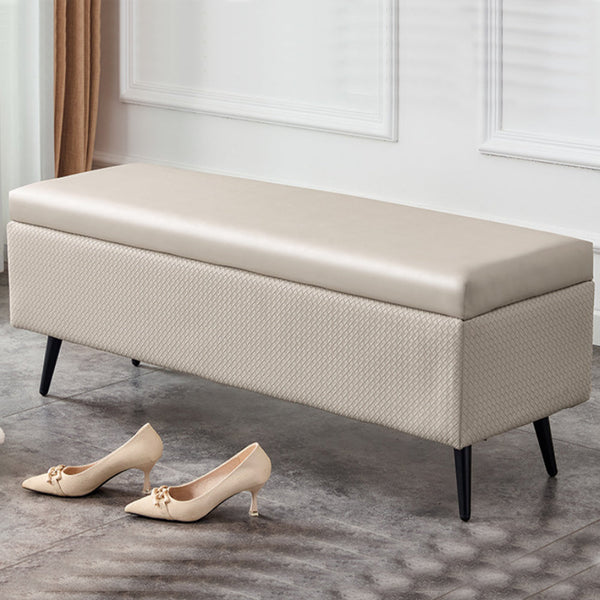 Cassapanca Contenitore Beige in Ecopelle Divano Piedini in Metallo 80x40x45cm sconto