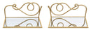 Comodino Mensola Coppia 41,5x18x20,5 cm in Ferro MDF e Specchio Oro