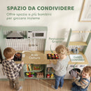 Cucina per Bambini 3-8 Anni 160x32x97,5 cm con Piano Girevole Fornelli Luci e Suoni Forno e Microonde in MDF e Legno di Pino Verde Chiaro      