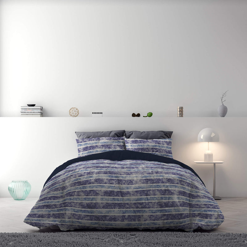 Copripiumino con Stampa sul Sacco e Federe Doubleface Jeans Stripes