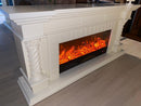Camino Elettrico da Pavimento 70x180x33 cm Effetto Fiamma 1500W Frankfurt Long Bianco