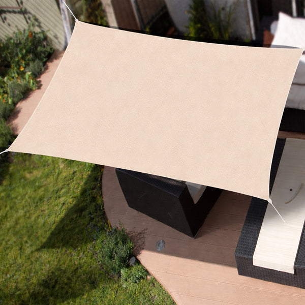 sconto Tenda Vela Parasole 300x400 cm Telo Ombreggiante Rettangolare da Giardino in Poliestere Ecru