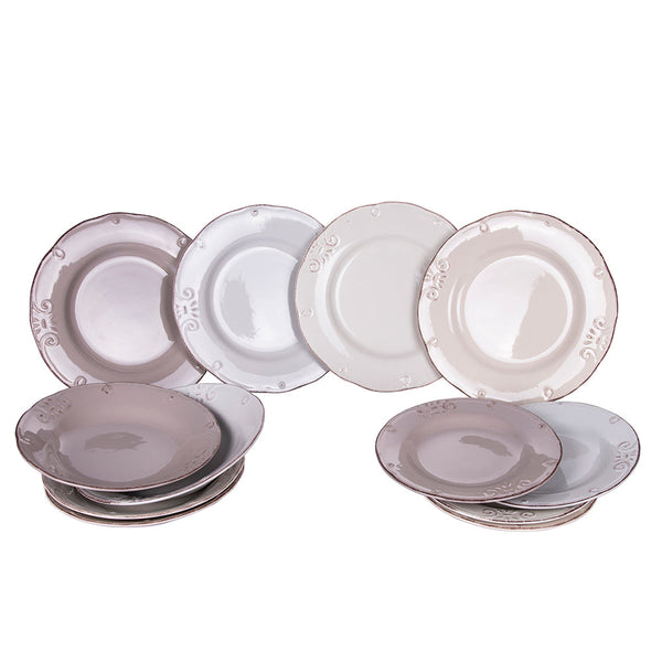 online Service de table 12 pièces en grès VdE Tivoli 1996 Duchessa Vanille
