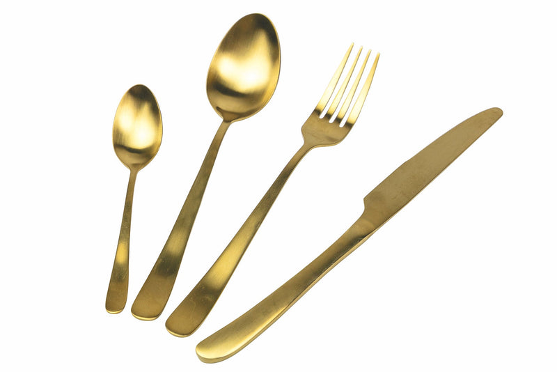 Servizio Set di Posate 24 Pezzi in Acciaio Oro Opaco Villa d'Este Home Tivoli Round