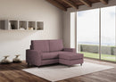 Divano 2 Posti con Pouf 148x155x85 cm Sakar in Tessuto Prugna