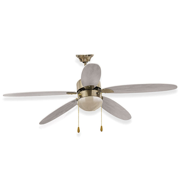 Ventilateur de Plafond 5 Pales et Lampe E27 en MDF Ø130 cm 3 Vitesses Kooper Chêne Blanc acquista