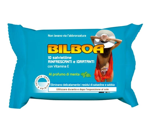 sconto Lot de 10 lingettes Bilboa menthe rafraîchissantes et hydratantes après soleil