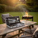 Set Valigetta Accessori per Barbecue Ompagrill in Alluminio da 12 Pezzi in Acciaio Inox