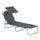 Lit de bronzage inclinable en fer avec auvent gris Oxford pare-soleil