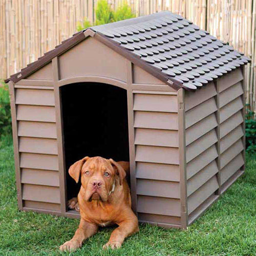 online Niche pour Chien de Taille Moyenne en Résine Amovible 86X84X82 cm Beige/Marron 