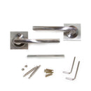 Maniglie Perth per Porta da Interno con Rosetta 50 x 50 mm Alluminio e Zama Nickel 1 Set. Emuca