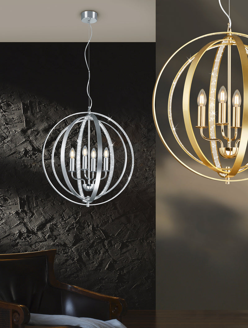 Lampadario da Interno  E14 in Metallo Ottone Lucido