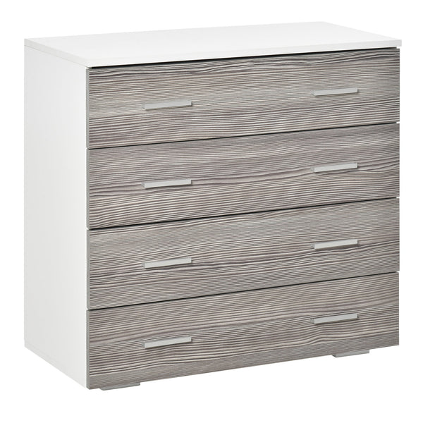 Commode 4 Tiroirs avec Poignées Aluminium et Structure Bois 76x35x72 cm Blanc Gris prezzo