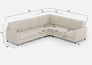 Divano Angolare 6 Posti 281x241x85 cm Karay in Tessuto Latte
