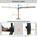 Ombrellone a Sbalzo 295x295 cm Inclinabile con Base a Croce Bianco Crema  